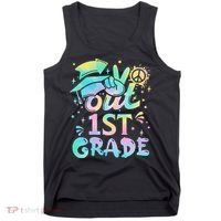Peace Out 1st Grade Tie Dye Graduation Last Day Of School Tank Top thumb 0