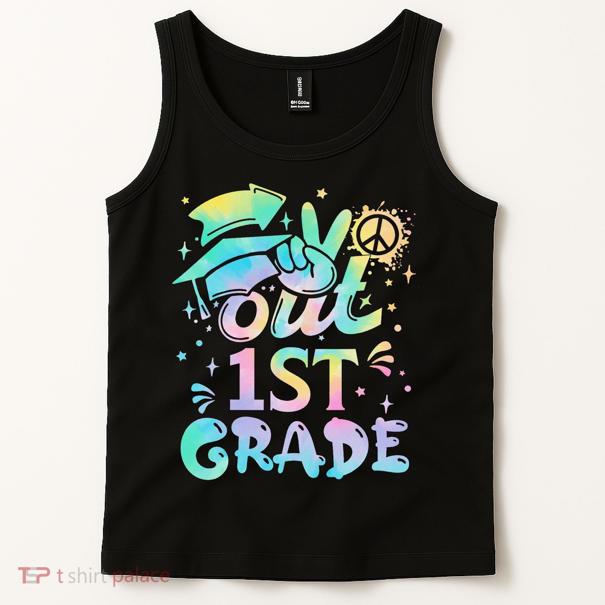 Peace Out 1st Grade Tie Dye Graduation Last Day Of School Tank Top