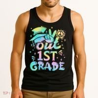 Peace Out 1st Grade Tie Dye Graduation Last Day Of School Tank Top thumb 3