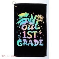 Peace Out 1st Grade Tie Dye Graduation Last Day Of School Golf Towel thumb 0