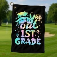Peace Out 1st Grade Tie Dye Graduation Last Day Of School Golf Towel thumb 1