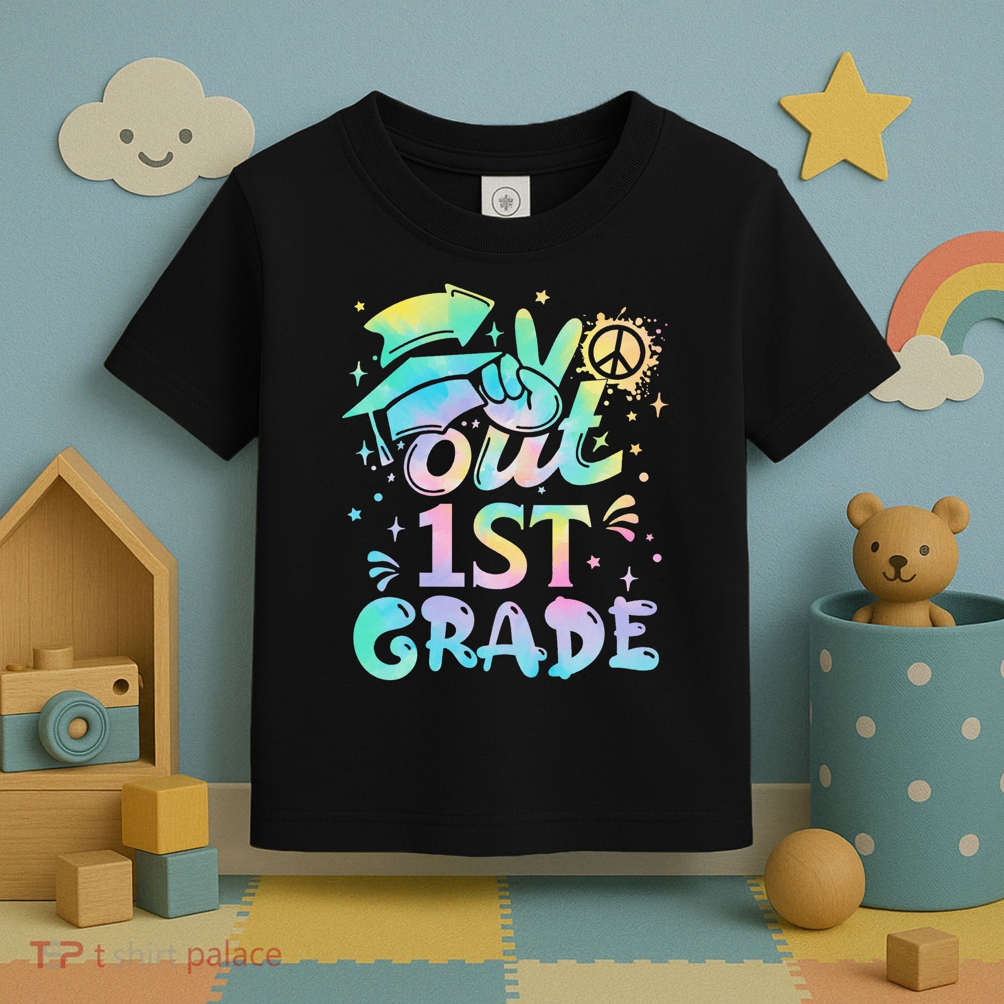 Peace Out 1st Grade Tie Dye Graduation Last Day Of School Toddler T-Shirt