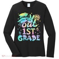 Peace Out 1st Grade Tie Dye Graduation Last Day Of School Women's Long Sleeve Shirt thumb 0