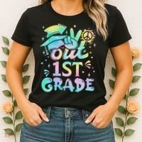 Peace Out 1st Grade Tie Dye Graduation Last Day Of School Women's T-Shirt thumb 2