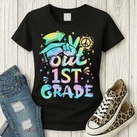 Peace Out 1st Grade Tie Dye Graduation Last Day Of School Women's T-Shirt thumb 3