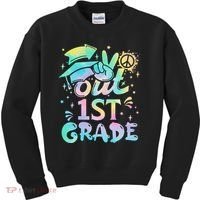 Peace Out 1st Grade Tie Dye Graduation Last Day Of School Kids Sweatshirt thumb 0