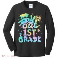 Peace Out 1st Grade Tie Dye Graduation Last Day Of School Kids Long Sleeve Shirt thumb 0