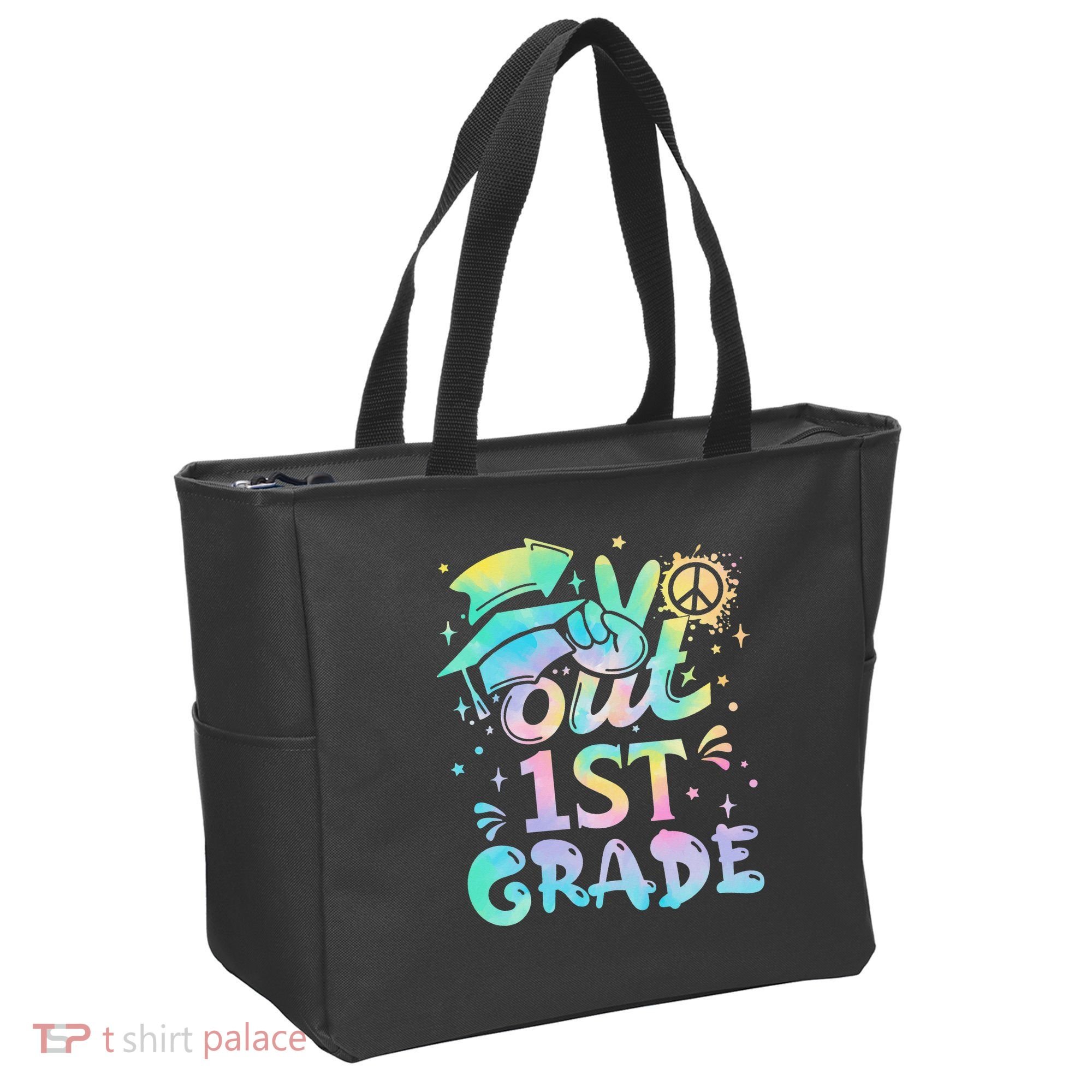 Peace Out 1st Grade Tie Dye Graduation Last Day Of School Tote Bag