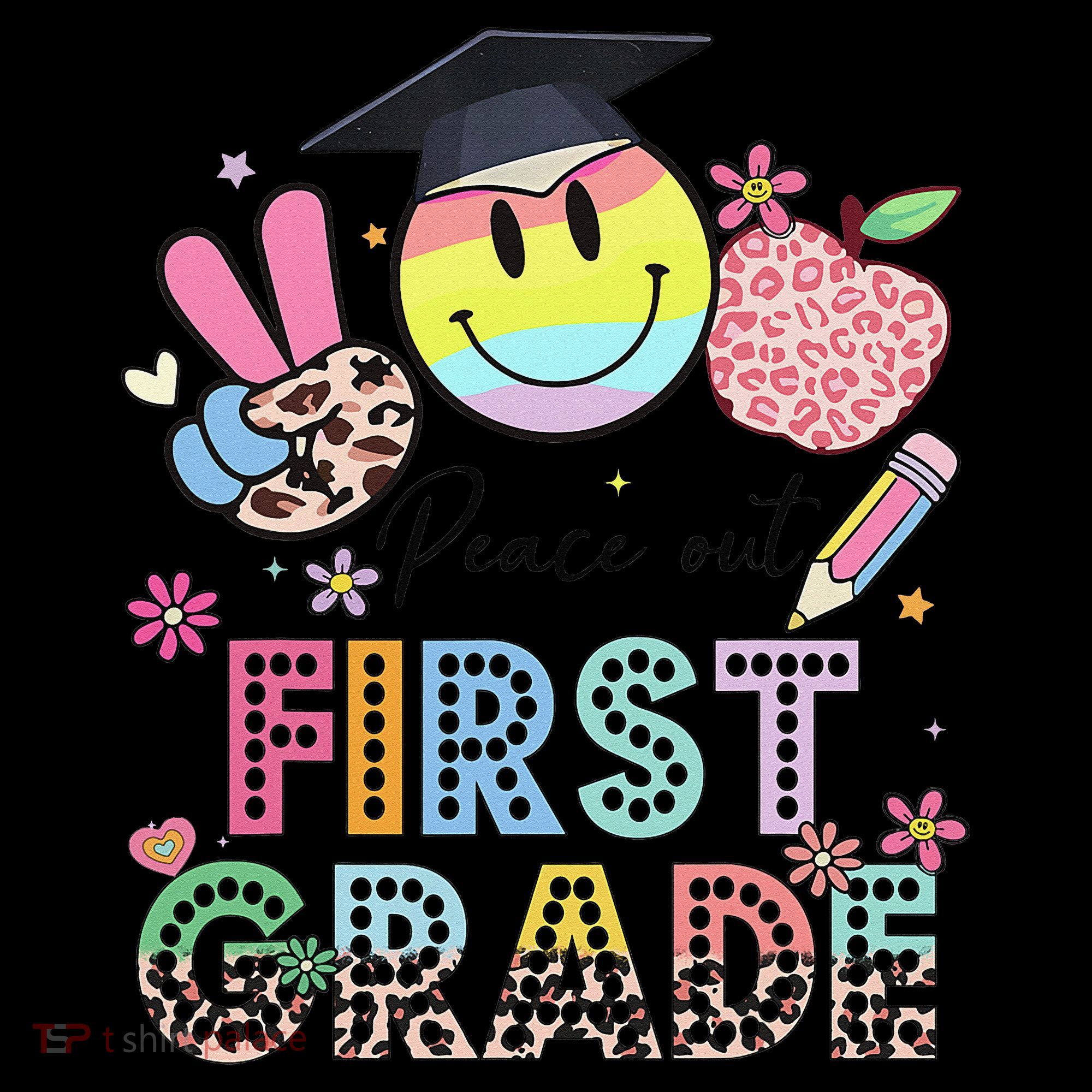 Peace Out 1st First Grade Graduation Last Day Of School Kids Colorblock Raglan Jersey