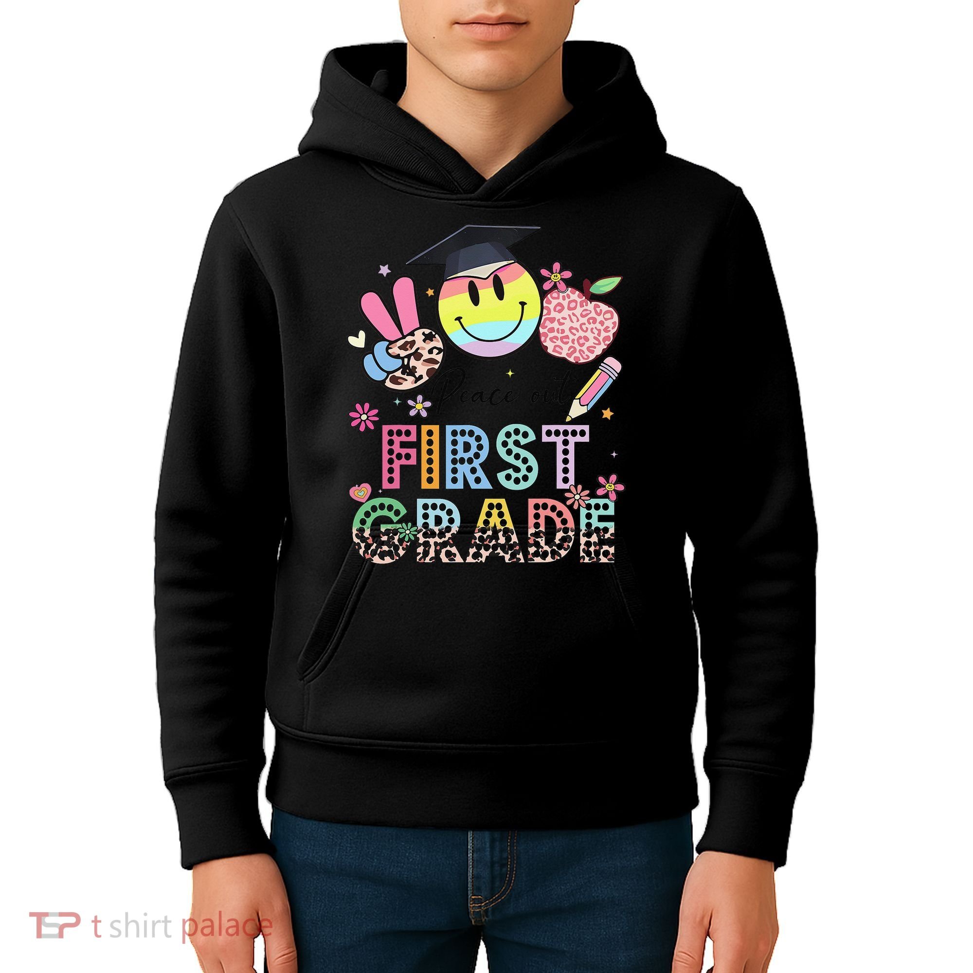 Peace Out 1st First Grade Graduation Last Day Of School Kids Hoodie