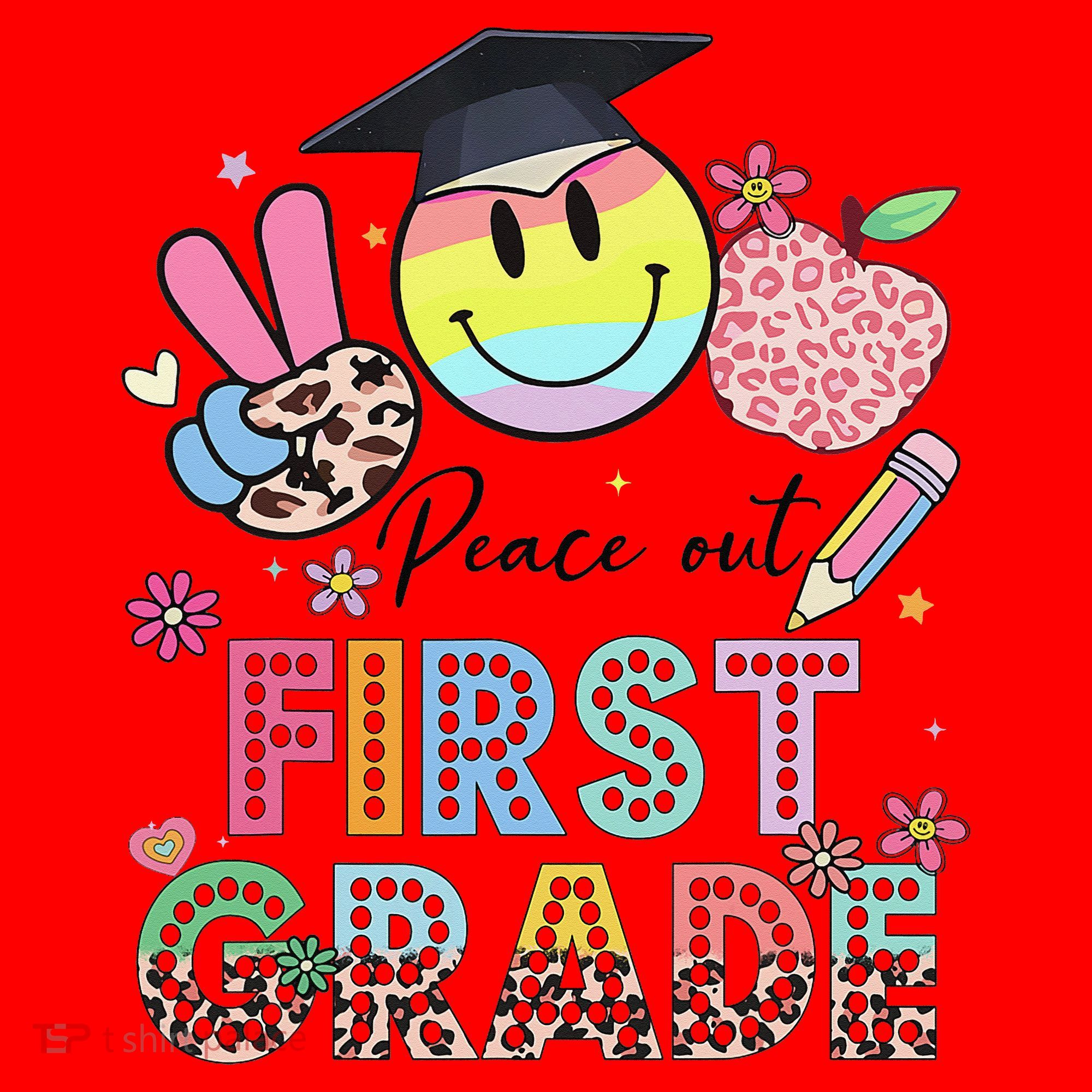 Peace Out 1st First Grade Graduation Last Day Of School Santa Hat