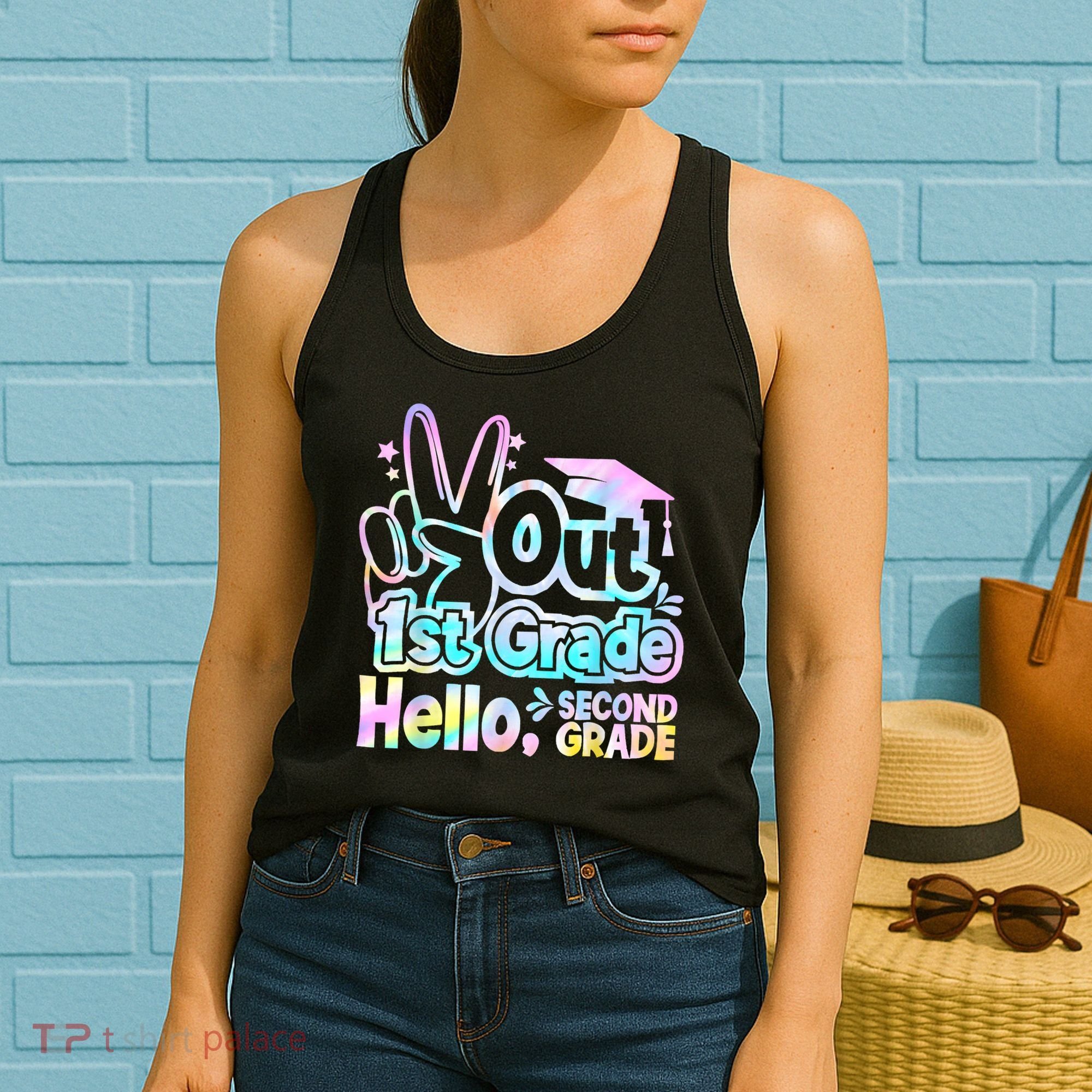 Peace Out 1st Grade Hello Second Grade First Grade Graduate Women's Tank Top