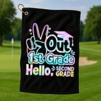 Peace Out 1st Grade Hello Second Grade First Grade Graduate Golf Towel thumb 1