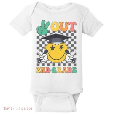 Peace Out 2nd Grade Graduation Last Day School Second Grade Baby Bodysuit