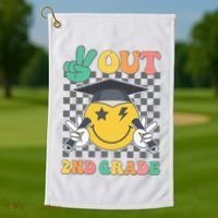 Peace Out 2nd Grade Graduation Last Day School Second Grade Golf Towel thumb 1