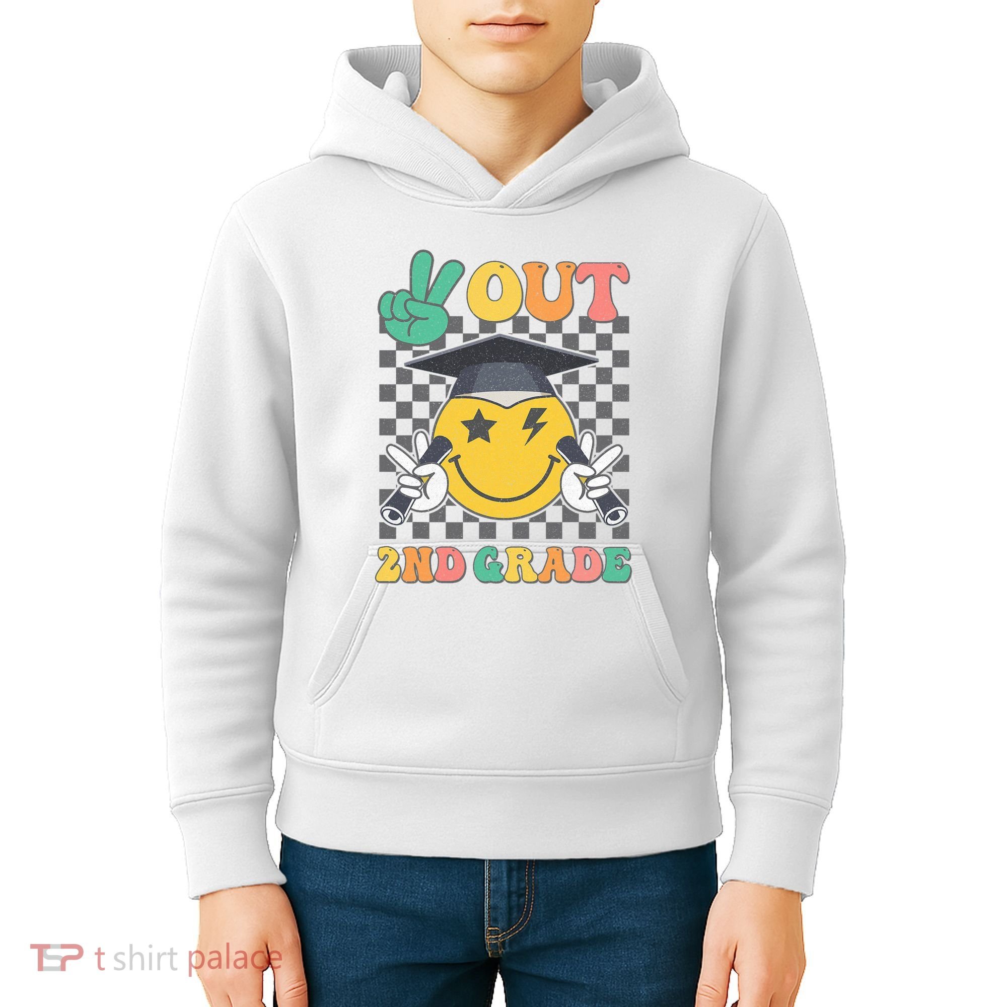 Peace Out 2nd Grade Graduation Last Day School Second Grade Kids Hoodie