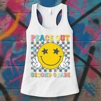 Peace Out 2nd Grade Graduation Last Day School Second Grade  Women's Tank Top thumb 3