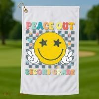 Peace Out 2nd Grade Graduation Last Day School Second Grade  Golf Towel thumb 1