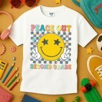 Peace Out 2nd Grade Graduation Last Day School Second Grade  Kids T-Shirt thumb 3