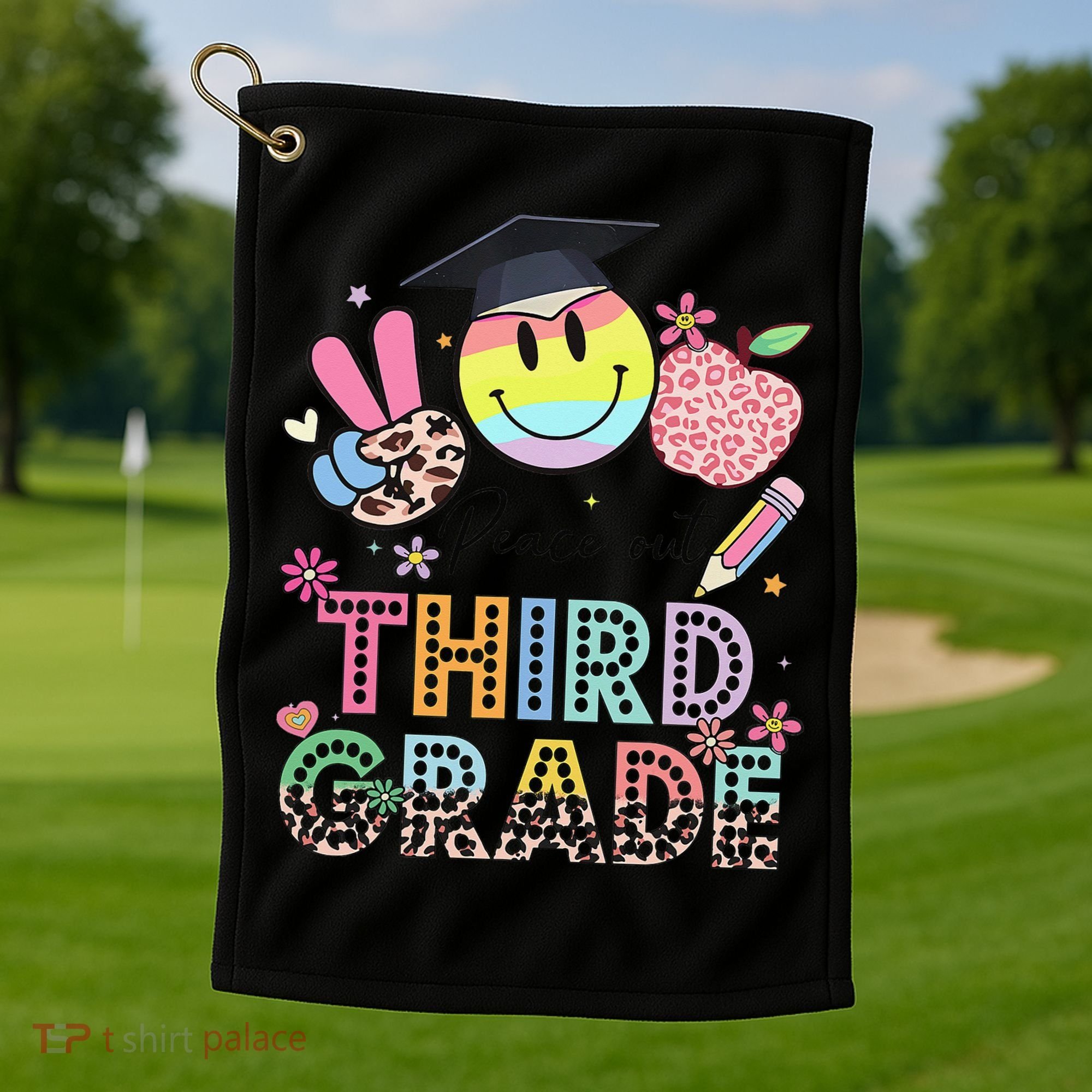Peace Out 3rd Third Grade Graduation Last Day Of School Golf Towel