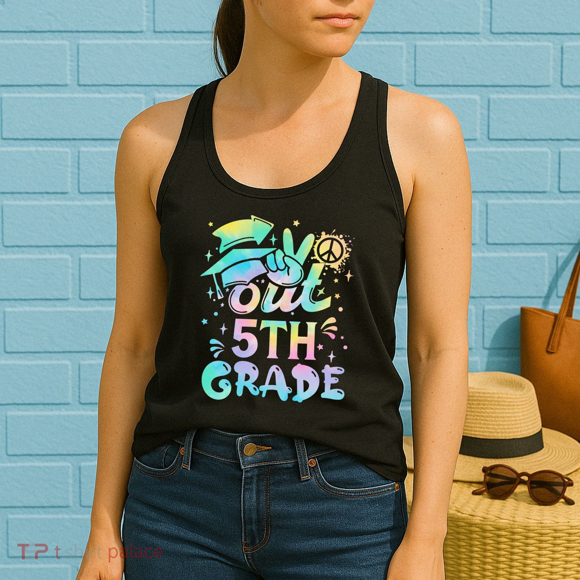 Peace Out 5th Grade Tie Dye Graduation Last Day Of School Women's Tank Top