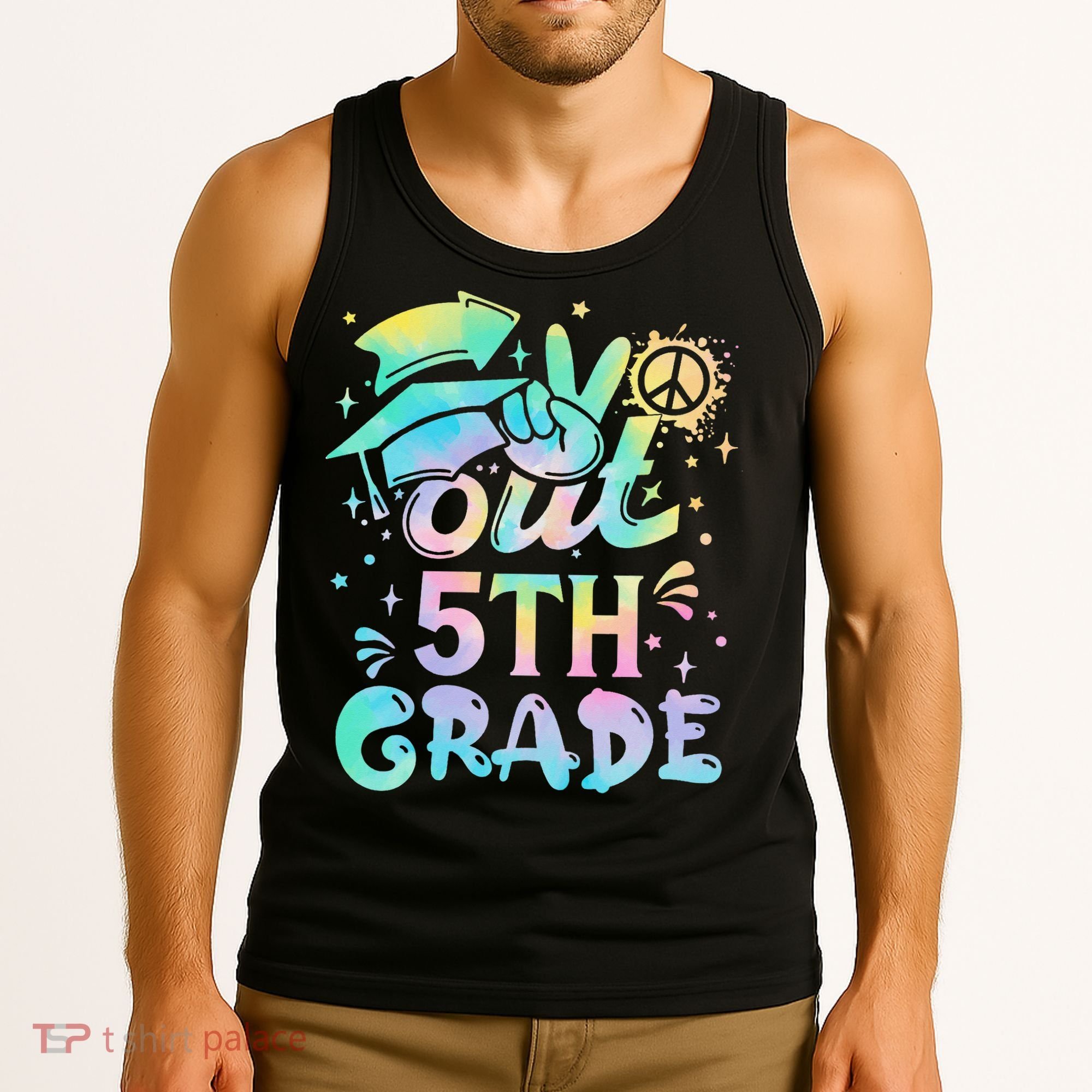 Peace Out 5th Grade Tie Dye Graduation Last Day Of School Tank Top