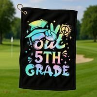 Peace Out 5th Grade Tie Dye Graduation Last Day Of School Golf Towel thumb 1