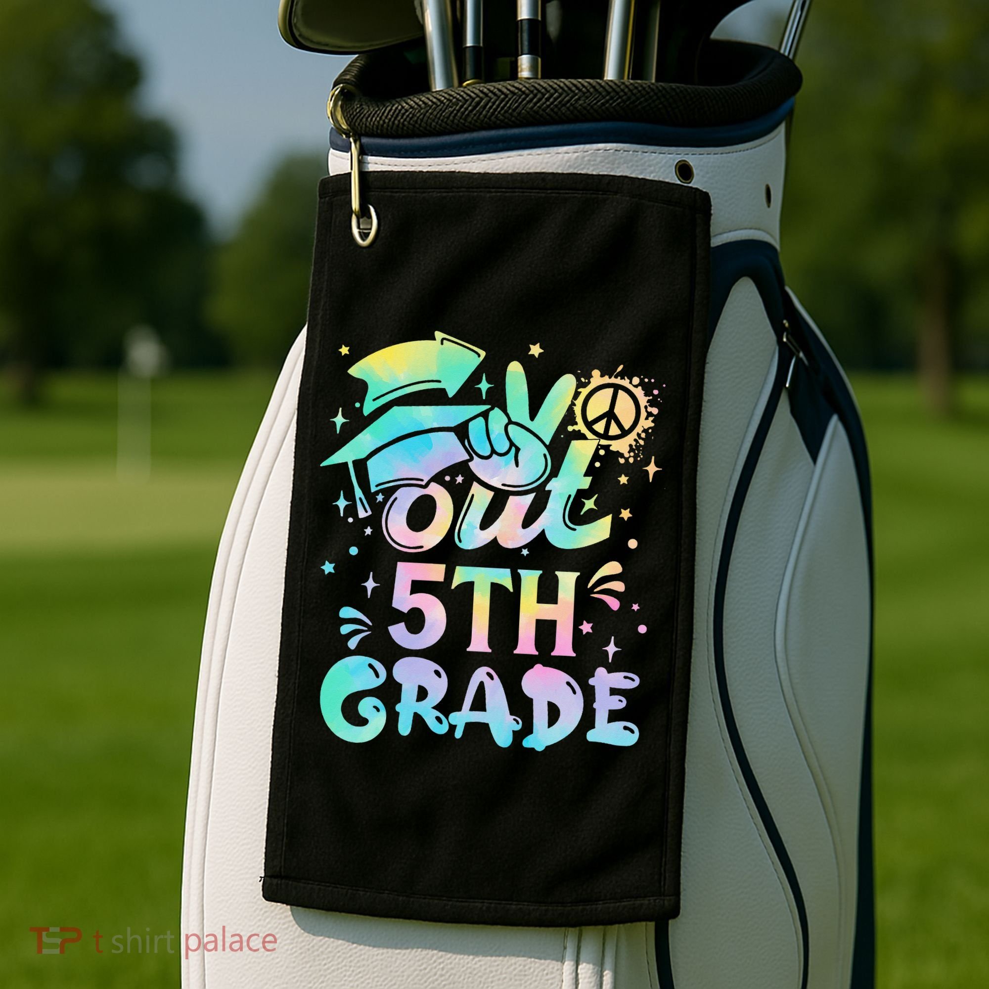 Peace Out 5th Grade Tie Dye Graduation Last Day Of School Golf Towel