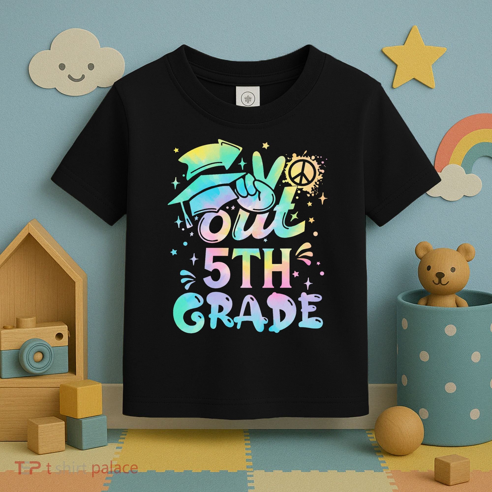 Peace Out 5th Grade Tie Dye Graduation Last Day Of School Toddler T-Shirt