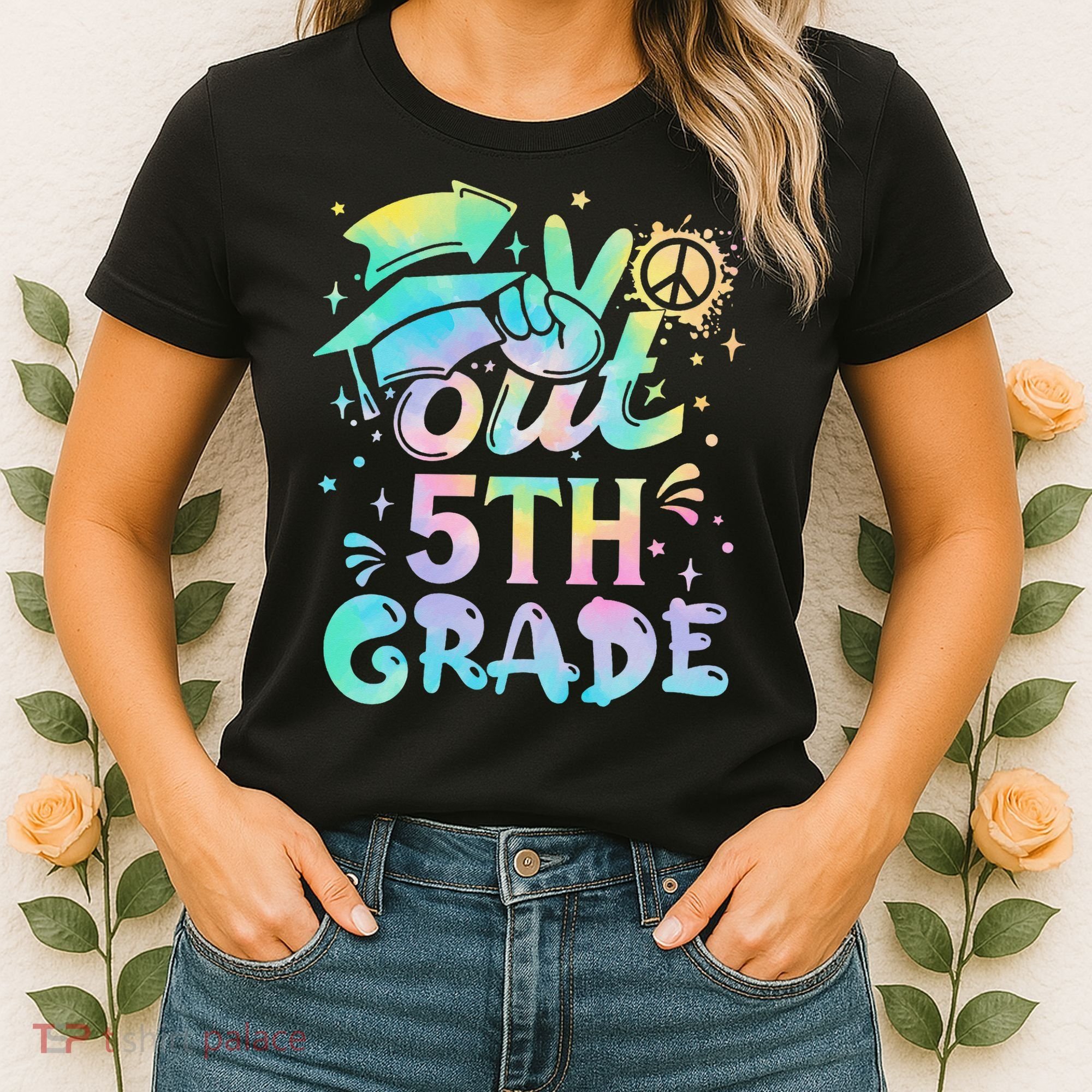 Peace Out 5th Grade Tie Dye Graduation Last Day Of School Women's T-Shirt