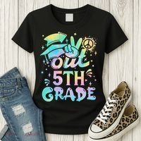 Peace Out 5th Grade Tie Dye Graduation Last Day Of School Women's T-Shirt thumb 3
