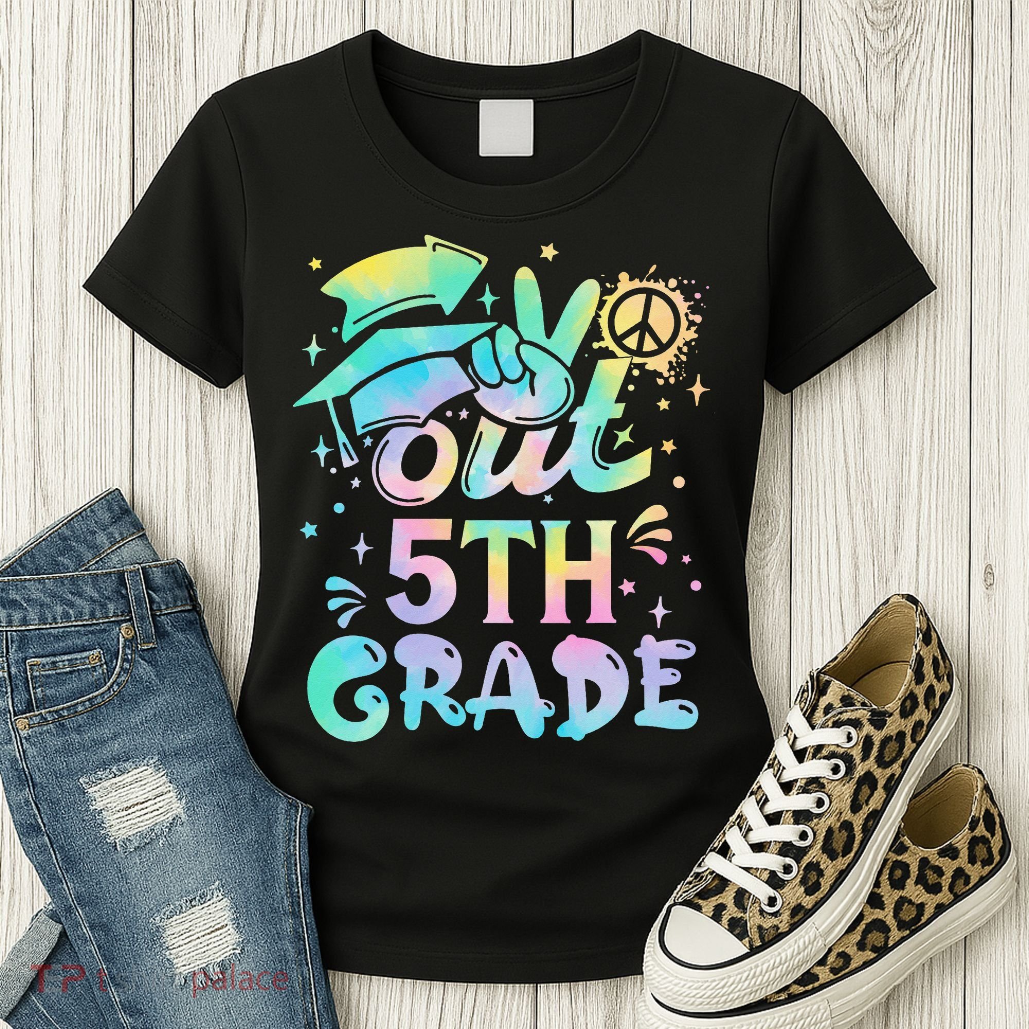 Peace Out 5th Grade Tie Dye Graduation Last Day Of School Women's T-Shirt