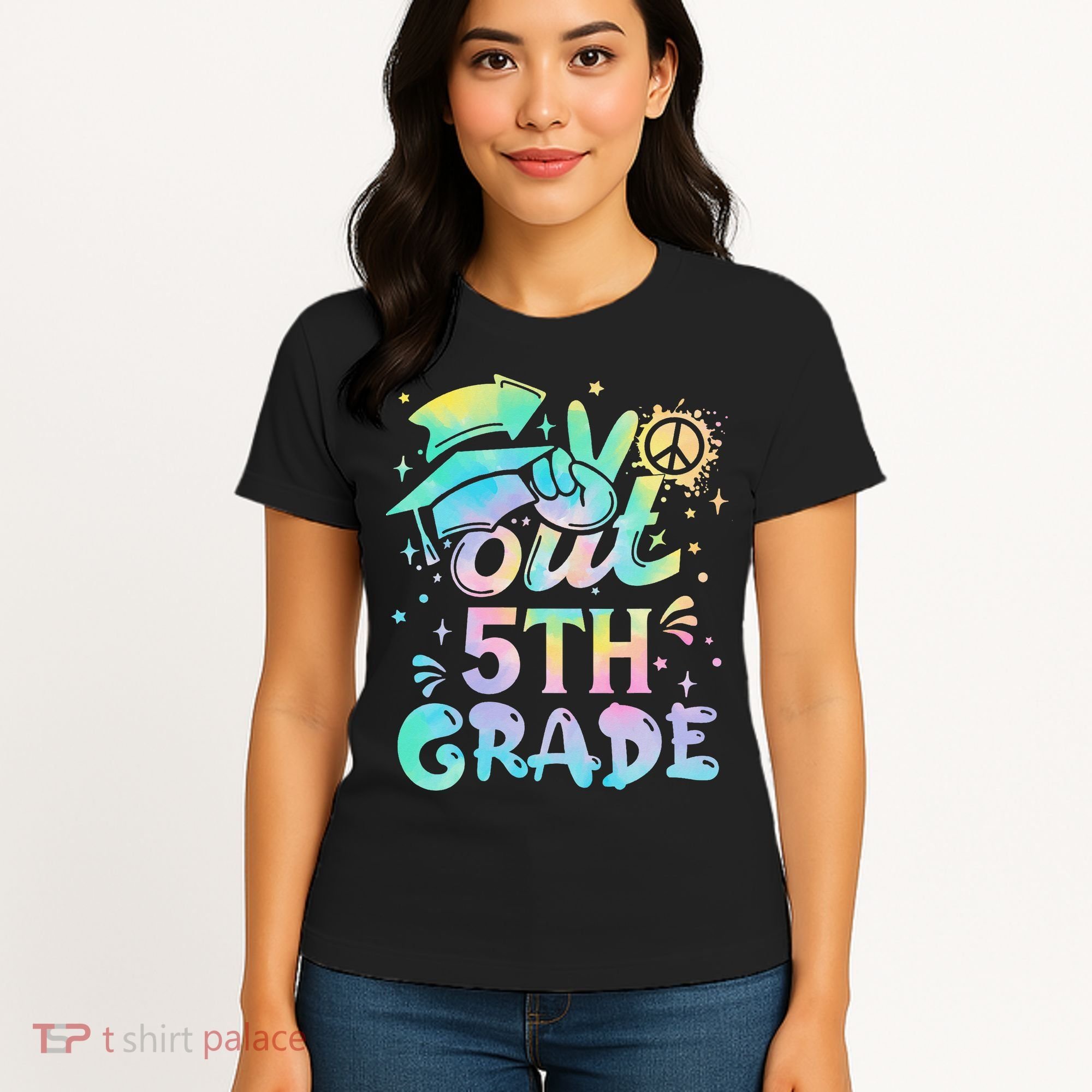 Peace Out 5th Grade Tie Dye Graduation Last Day Of School Women's T-Shirt
