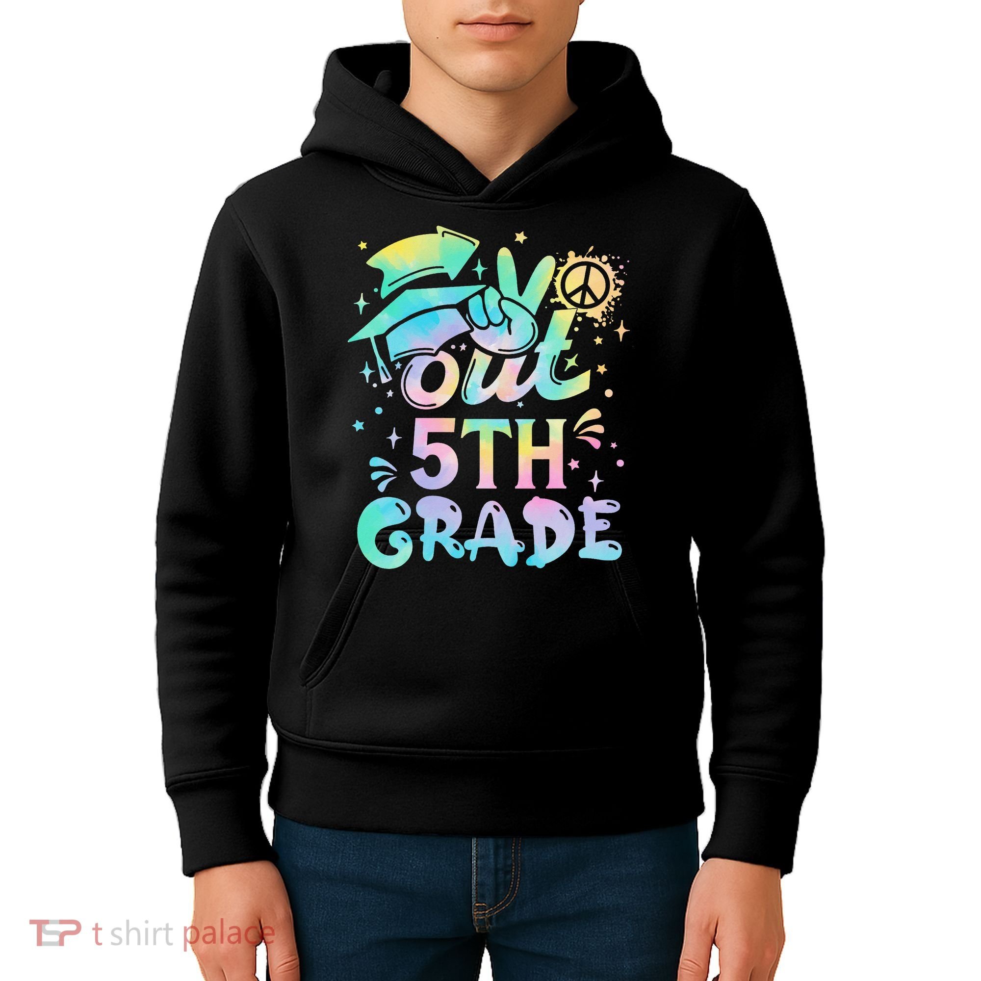 Peace Out 5th Grade Tie Dye Graduation Last Day Of School Kids Hoodie