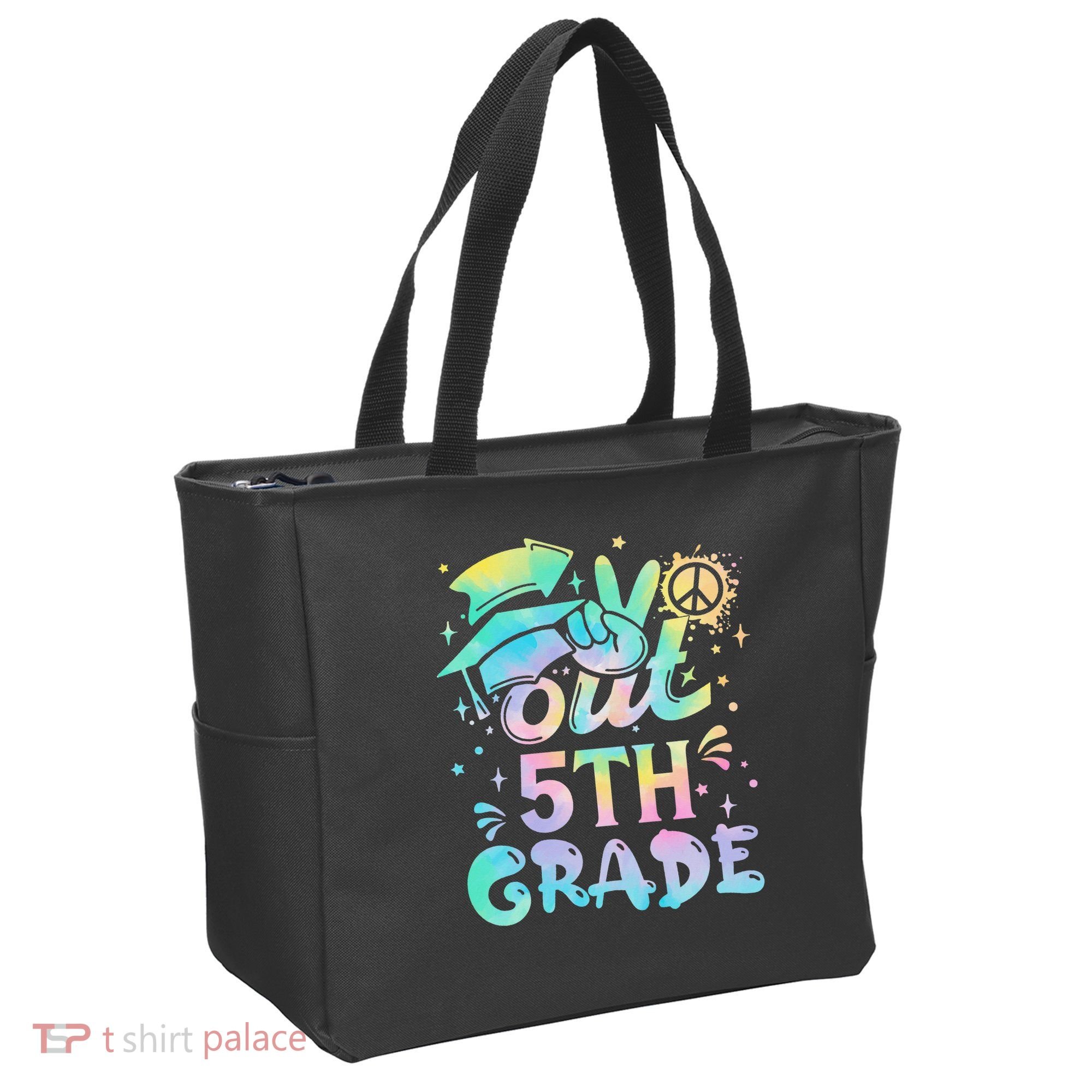 Peace Out 5th Grade Tie Dye Graduation Last Day Of School Tote Bag