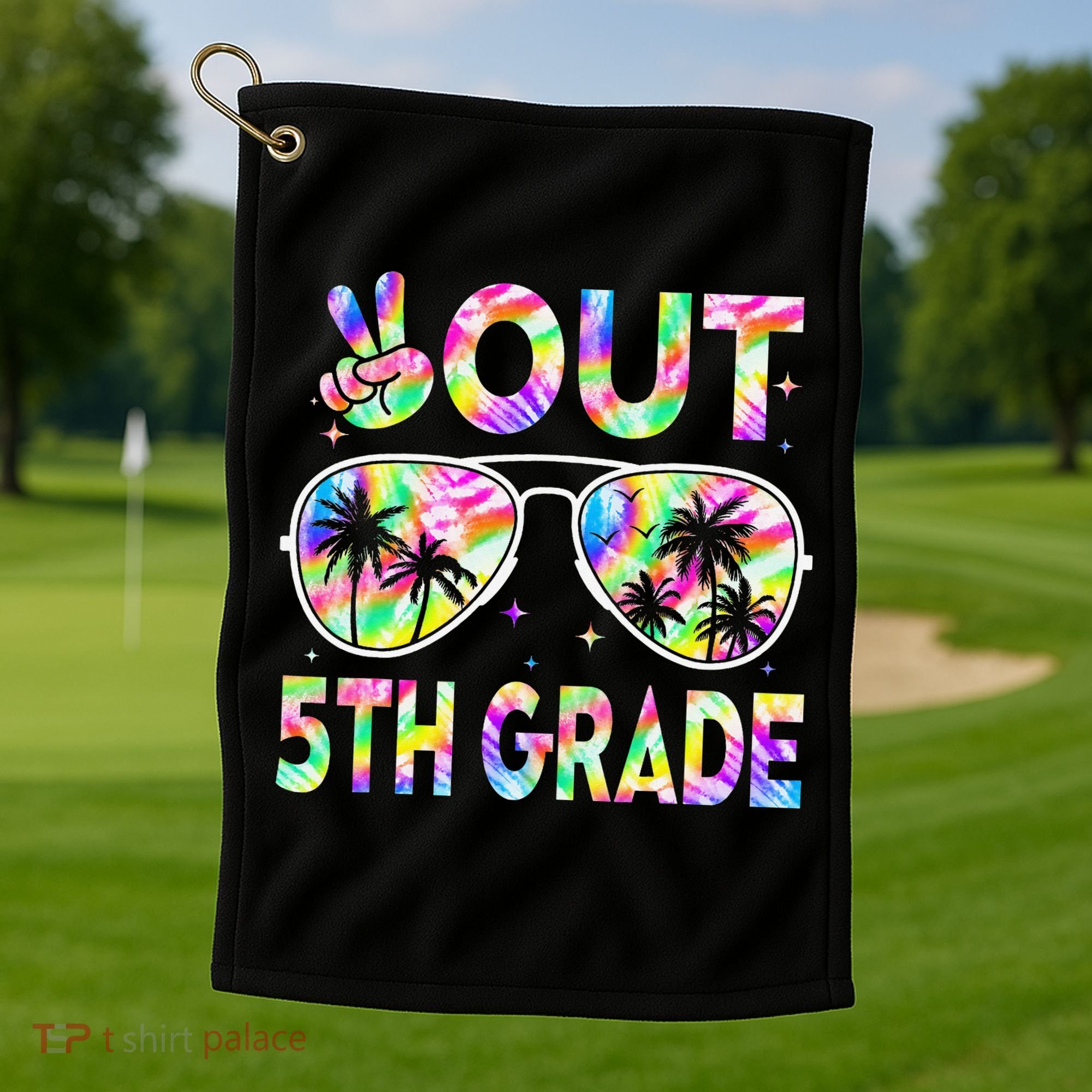 Peace Out 5th Grade Tie Dye Graduation Last Day Of School Golf Towel