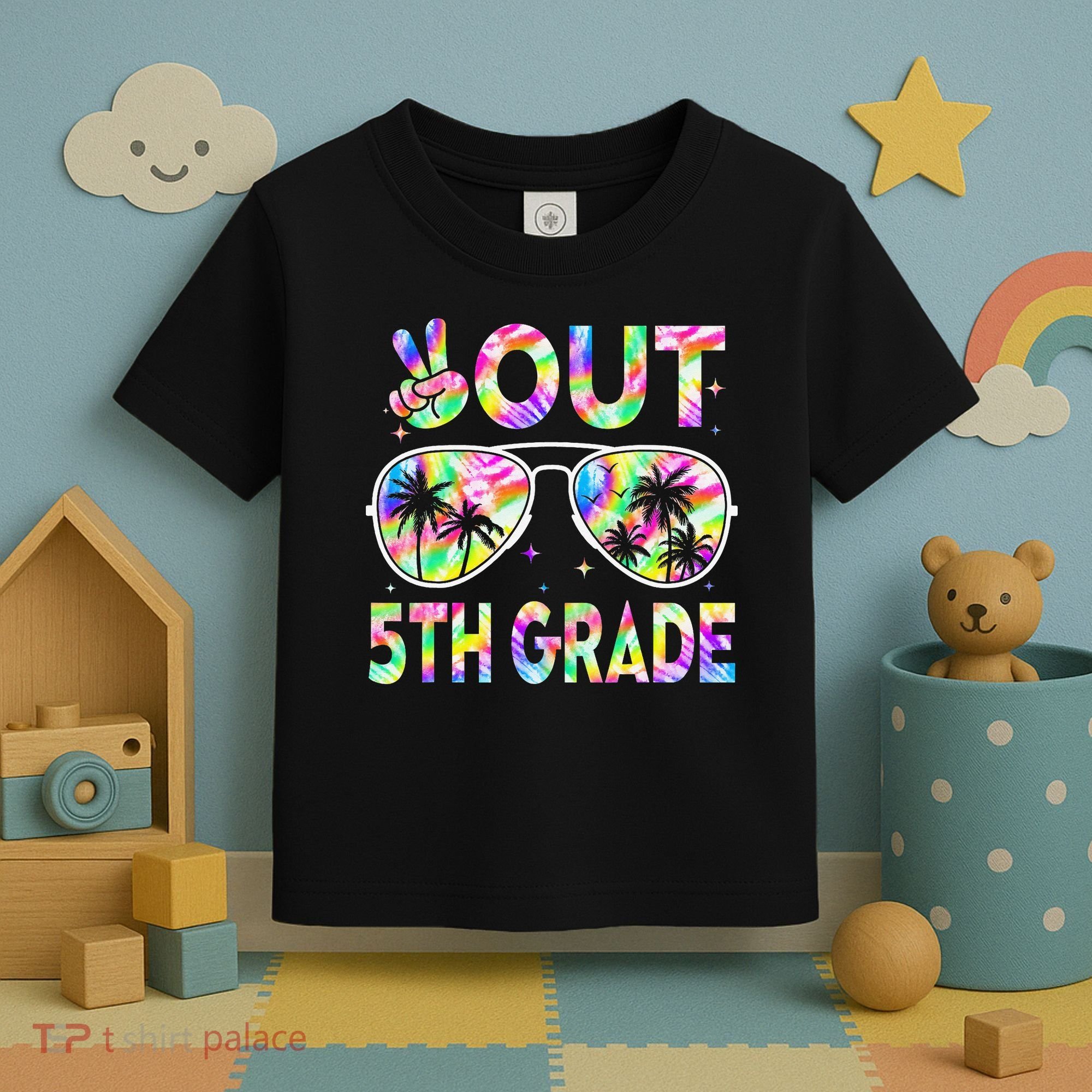Peace Out 5th Grade Tie Dye Graduation Last Day Of School Toddler T-Shirt