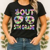 Peace Out 5th Grade Tie Dye Graduation Last Day Of School Women's T-Shirt thumb 2