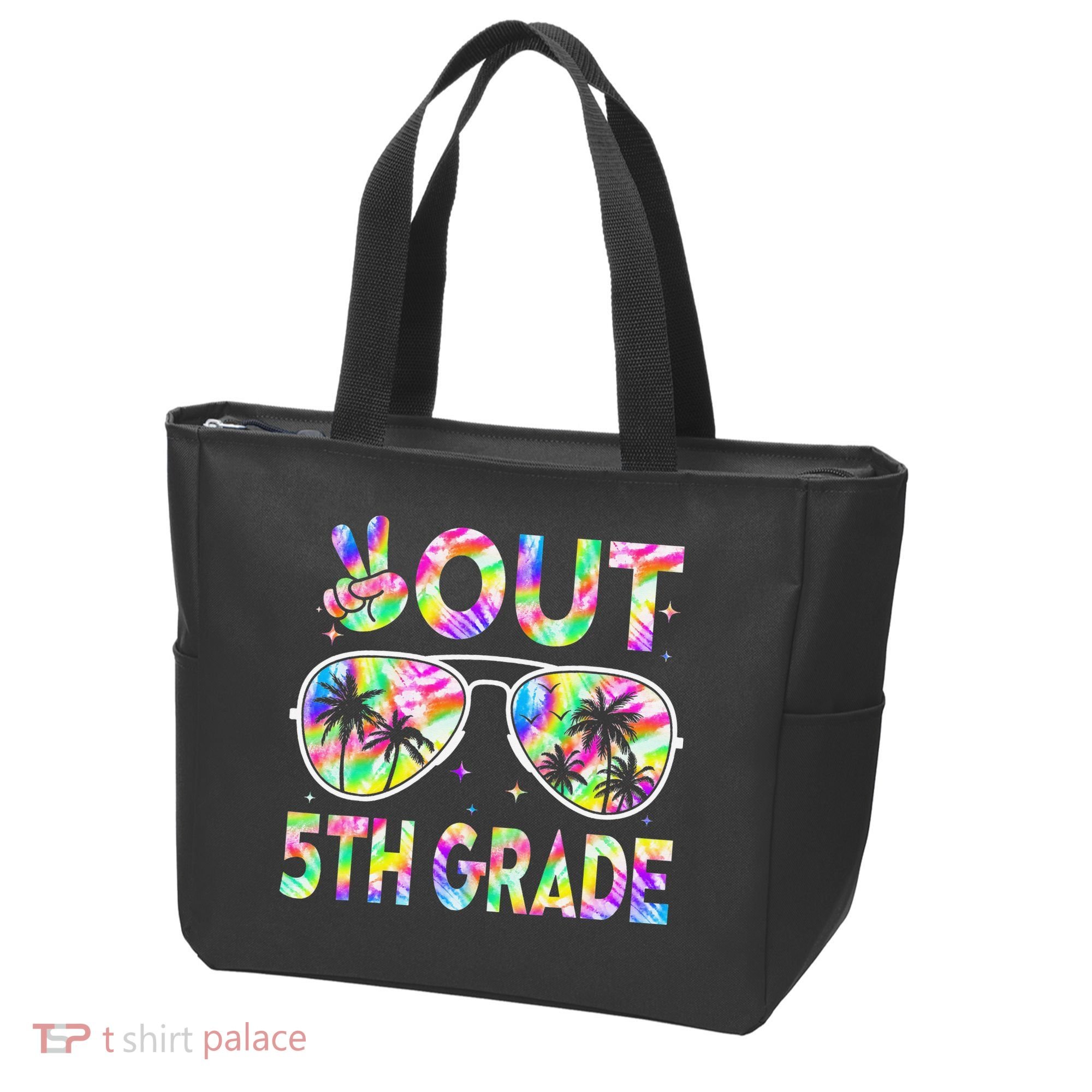 Peace Out 5th Grade Tie Dye Graduation Last Day Of School Tote Bag