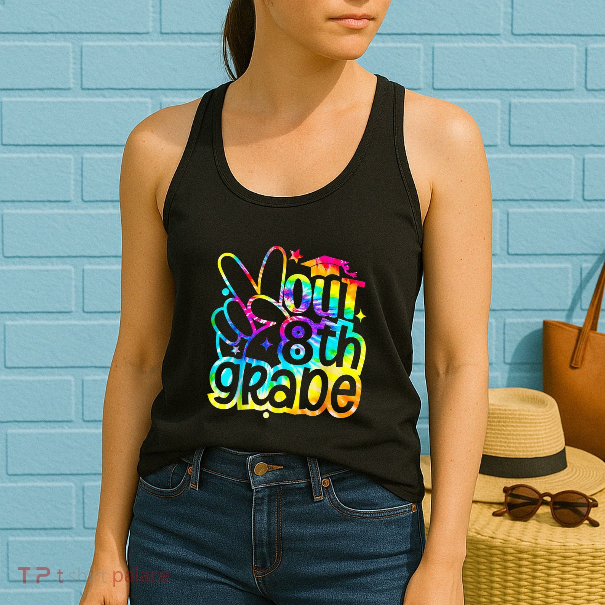 Peace Out 8th Grade Graduation Last Day Of School Tie Dye Women's Tank Top