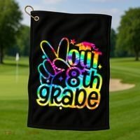 Peace Out 8th Grade Graduation Last Day Of School Tie Dye Golf Towel thumb 1