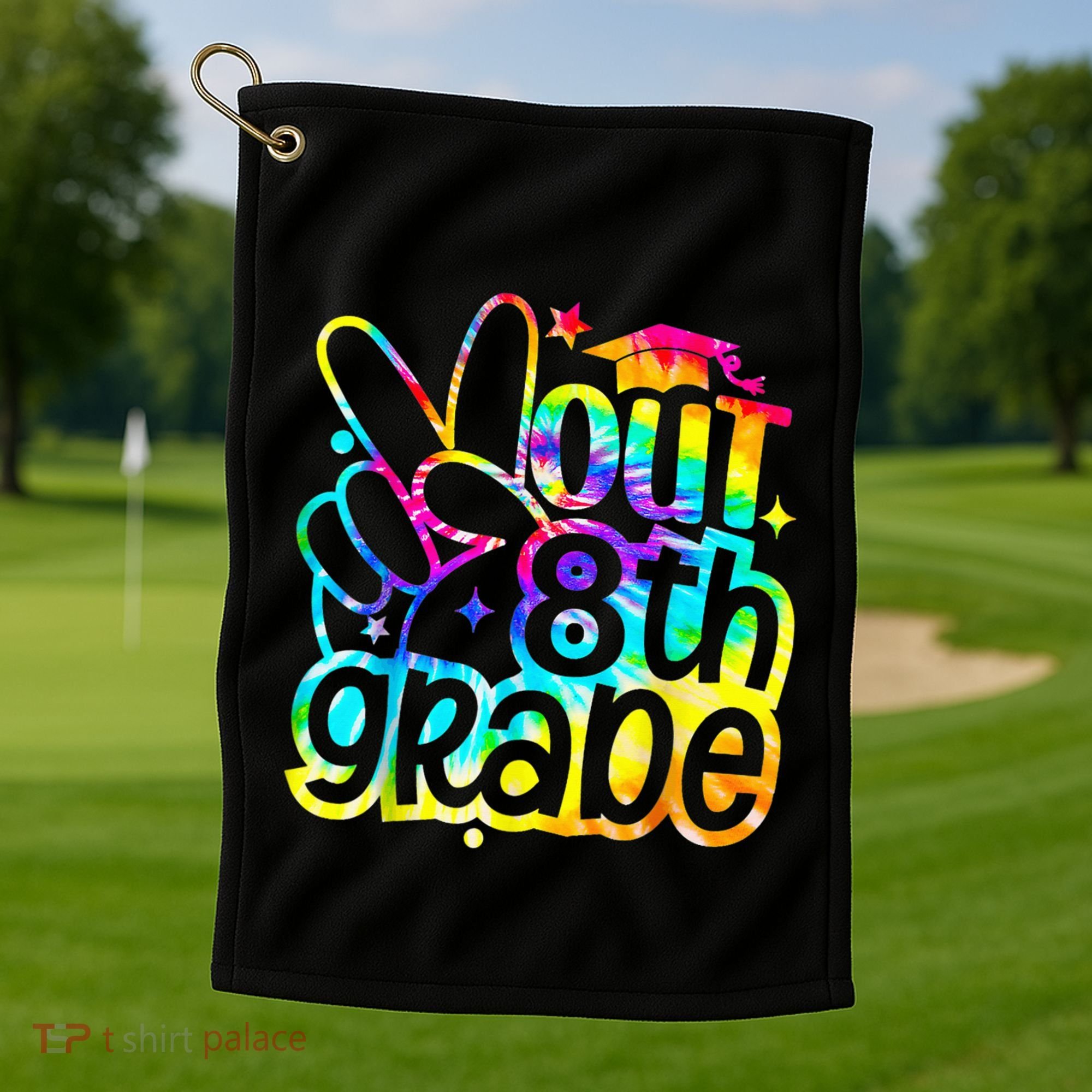 Peace Out 8th Grade Graduation Last Day Of School Tie Dye Golf Towel