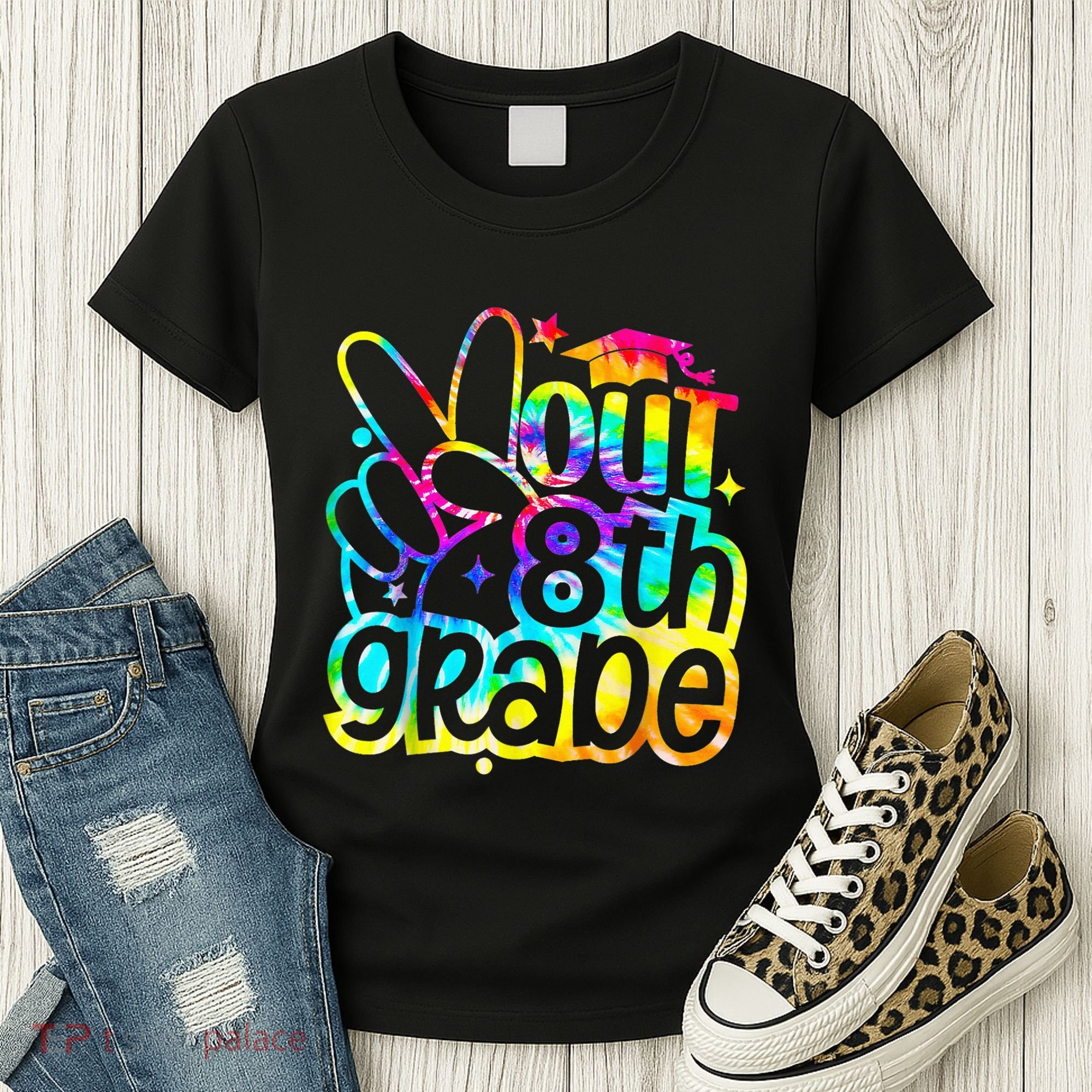 Peace Out 8th Grade Graduation Last Day Of School Tie Dye Women's T-Shirt