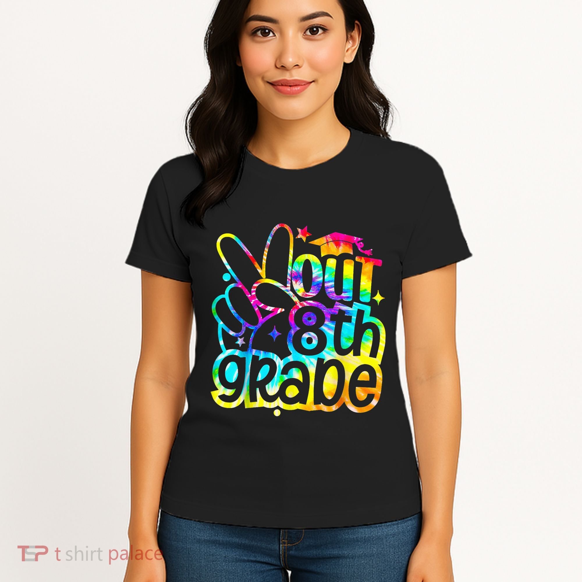 Peace Out 8th Grade Graduation Last Day Of School Tie Dye Women's T-Shirt