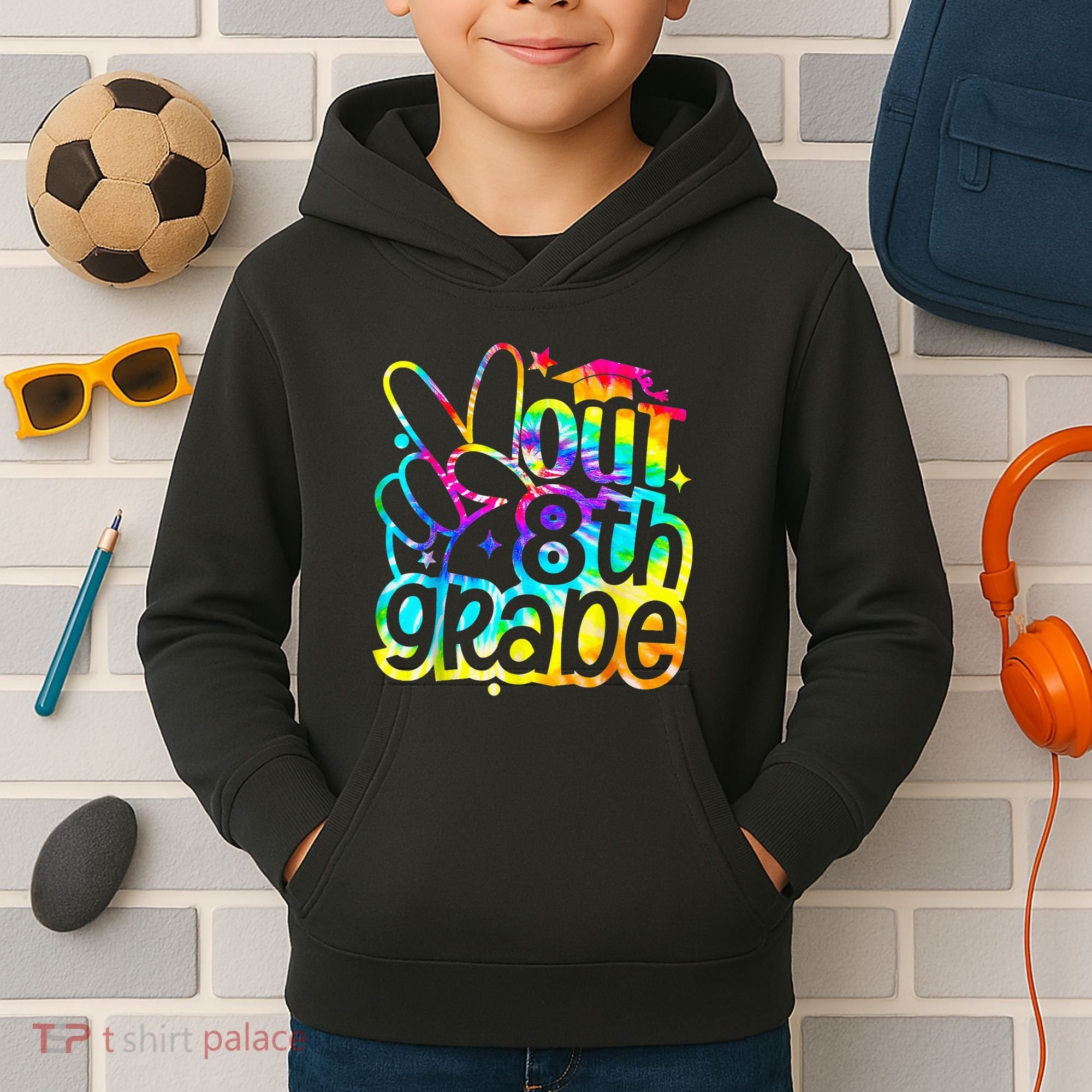 Peace Out 8th Grade Graduation Last Day Of School Tie Dye Kids Hoodie