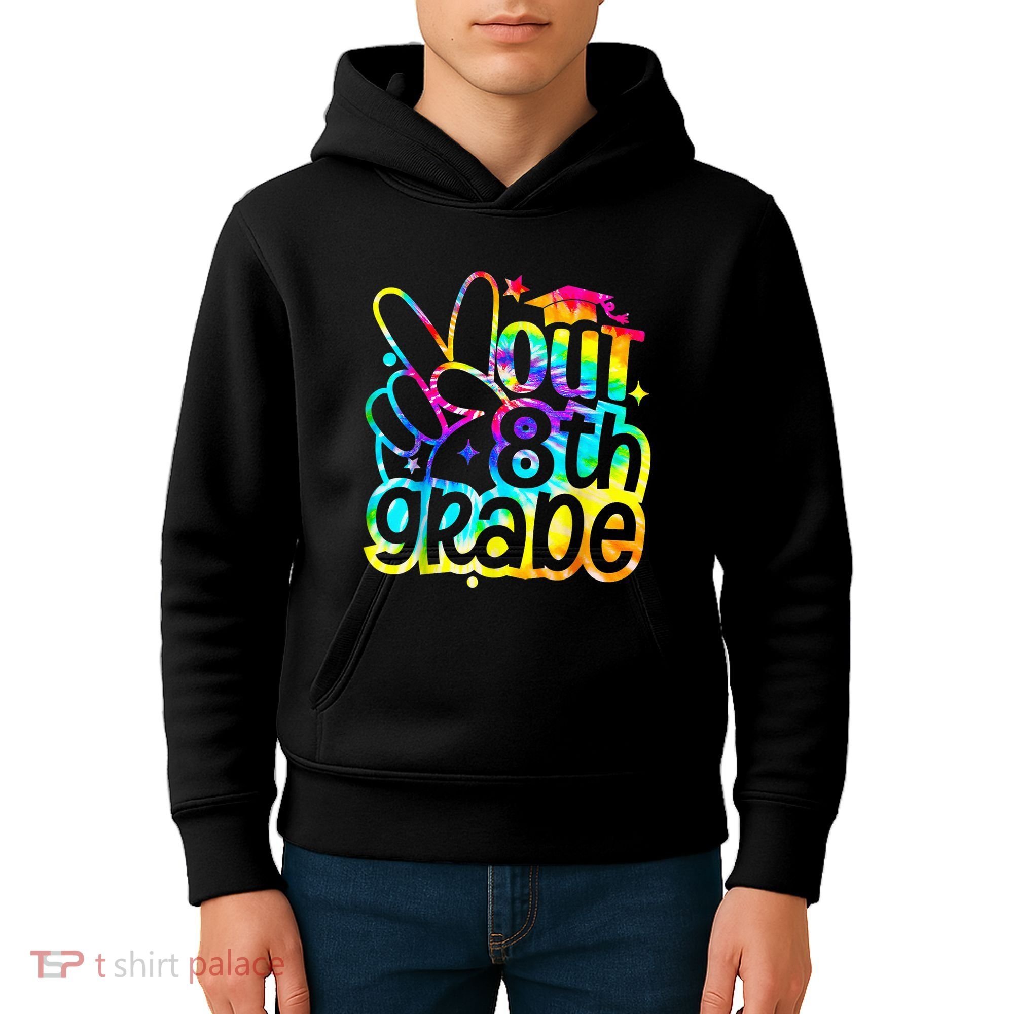 Peace Out 8th Grade Graduation Last Day Of School Tie Dye Kids Hoodie