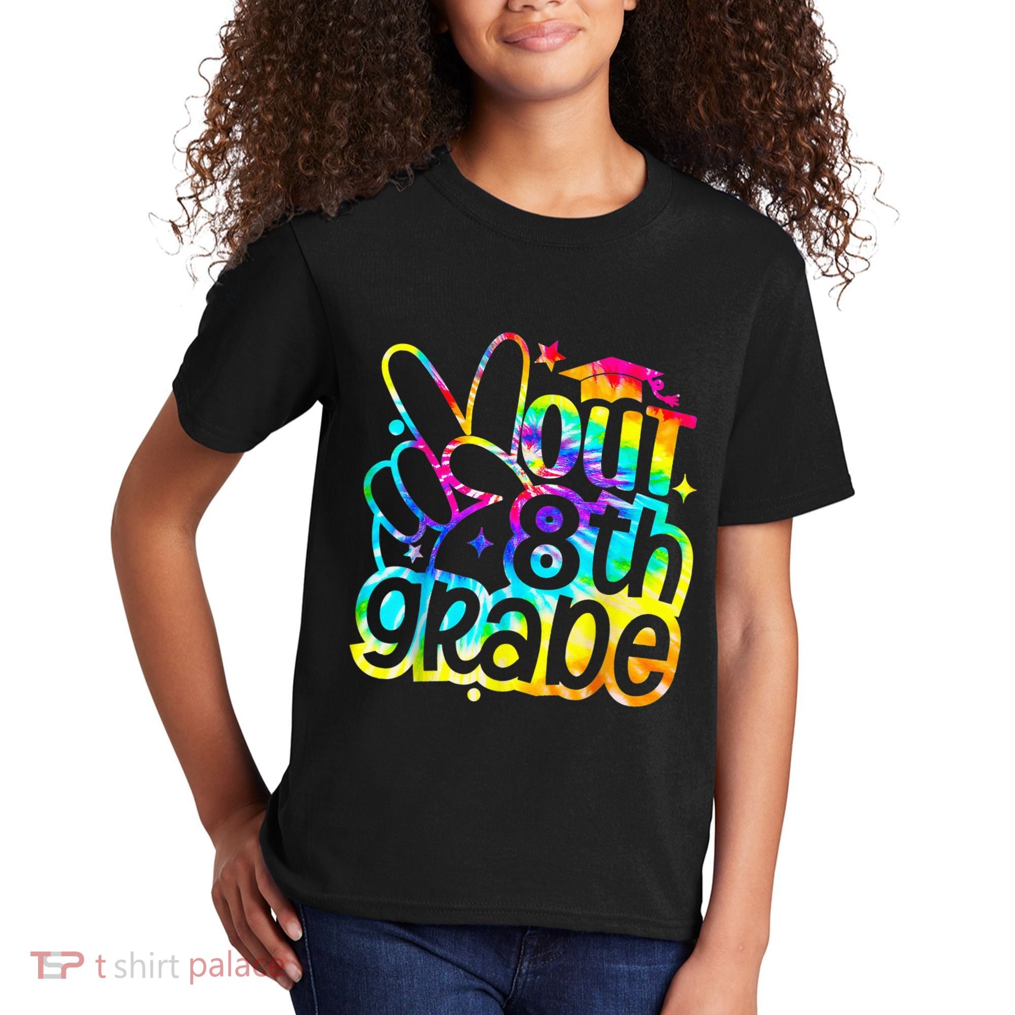 Peace Out 8th Grade Graduation Last Day Of School Tie Dye Kids T-Shirt