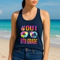 Peace Out 8th Grade Tie Dye Graduation Last Day Of School Women's Tank Top thumb 2