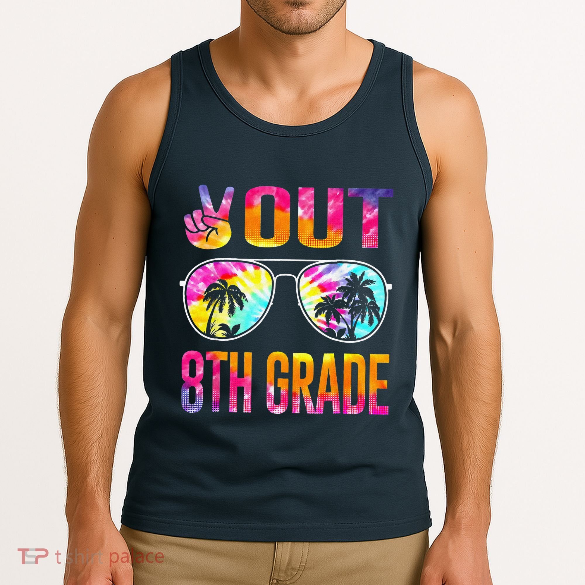 Peace Out 8th Grade Tie Dye Graduation Last Day Of School Tank Top