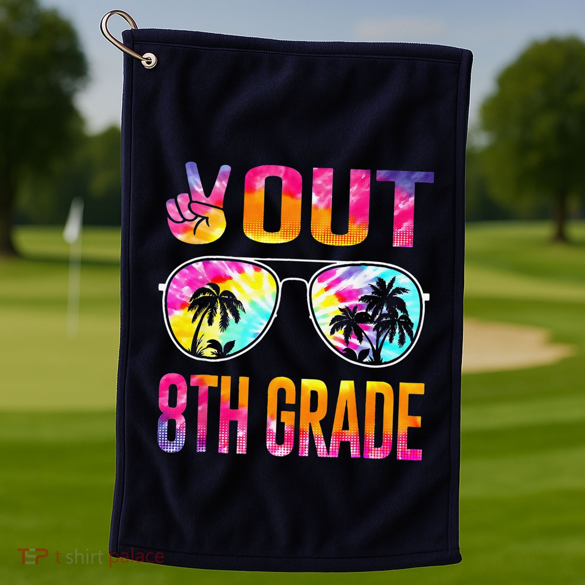 Peace Out 8th Grade Tie Dye Graduation Last Day Of School Golf Towel
